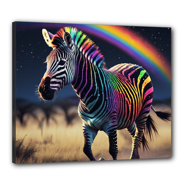 Rainbow Zebra Canvas 24" x 20" (Framed)