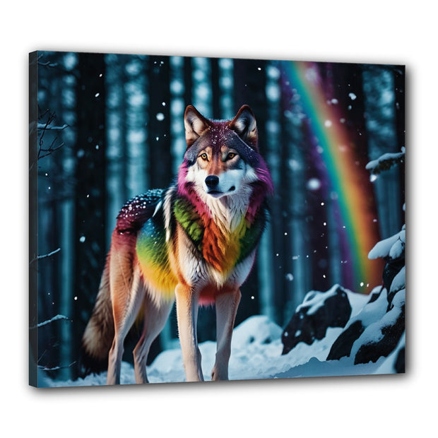 Rainbow Wolf Canvas 24" x 20" (Framed)