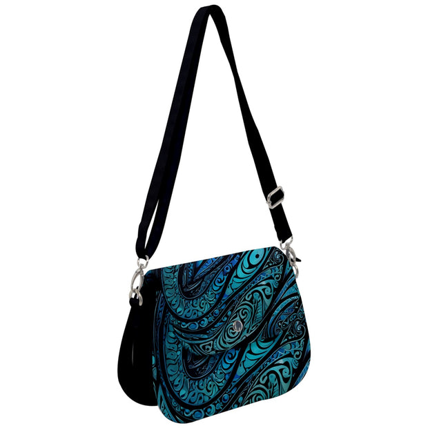Paua Abalone Shell Pattern Saddle Handbag