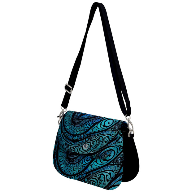Paua Abalone Shell Pattern Saddle Handbag