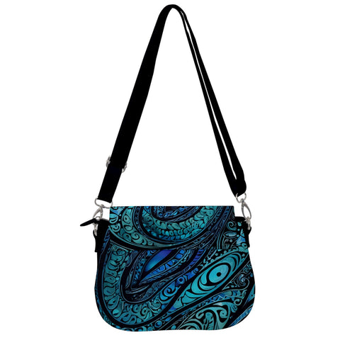 Paua Abalone Shell Pattern Saddle Handbag