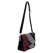 New Zealand Maori Feathers Red Black and WhiteShoulder Bag with Back Zipper