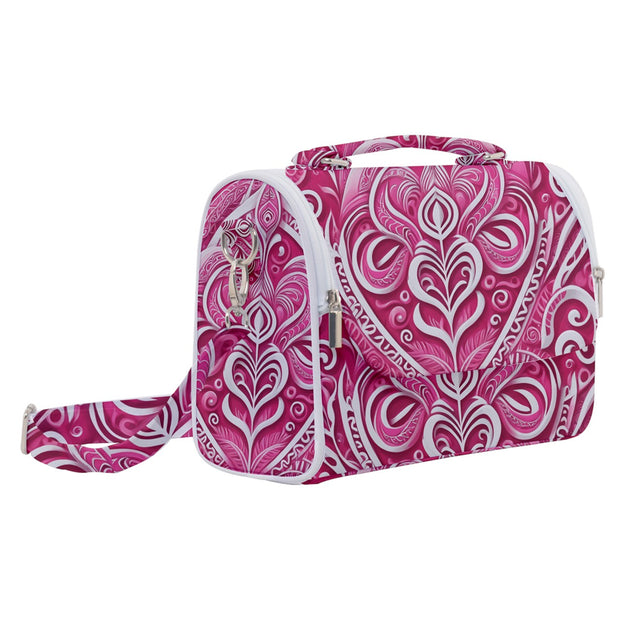 Pink and White Koru Satchel Shoulder Bag