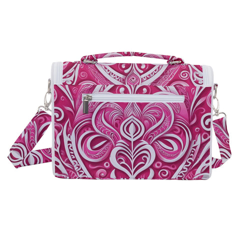 Pink and White Koru Satchel Shoulder Bag