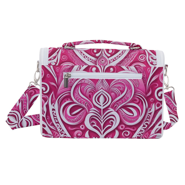 Pink and White Koru Satchel Shoulder Bag