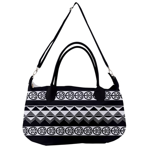 Tukutuku Black and White Removable Strap Handbag