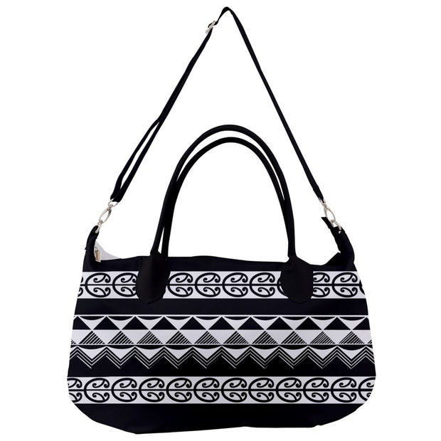 Tukutuku Black and White Removable Strap Handbag