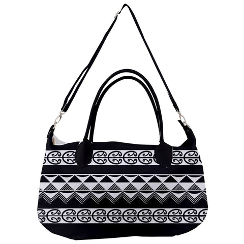 Tukutuku Black and White Removable Strap Handbag