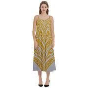 Yellow Kowhai New Zealand Maori Design Casual Spaghetti Strap Midi Dress