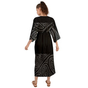 Black and White New Zealand Koru Grecian Style  Maxi Dress