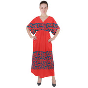 Whero Red Koru V-Neck Boho Style Maxi Dress