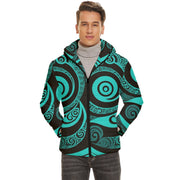 Koru Neon Teal Men's Hooded Quilted Jacket