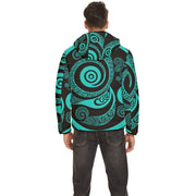 Koru Neon Teal Men's Hooded Quilted Jacket