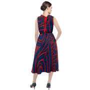 Red Meets Ocean Round Neck Boho Dress