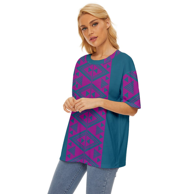 Pink And Teal TukuTuku Oversized Basic T-Shirt