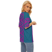 Pink And Teal TukuTuku Oversized Basic T-Shirt
