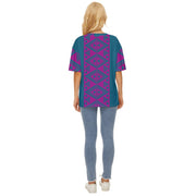 Pink And Teal TukuTuku Oversized Basic T-Shirt
