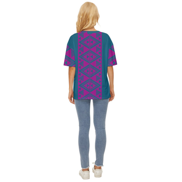 Pink And Teal TukuTuku Oversized Basic T-Shirt