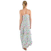 Mint Colorful Rose Cami Maxi Ruffle Chiffon Dress