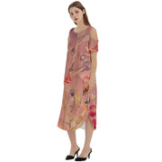 Cinnamon Garden Cold Shoulder Loose Fit Dress With Pockets
