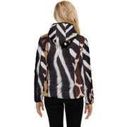 Leopard Zebra Giraffe Safari Women's Hooded Quilted Jacket