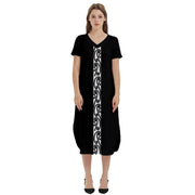 Black Koru T-Shirt Midi Dress With Pockets