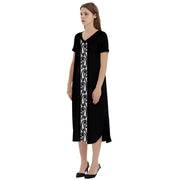Black Koru T-Shirt Midi Dress With Pockets