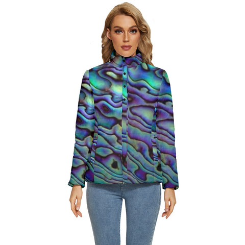 Paua Shell Design Women's Puffer Bubble Jacket Coat