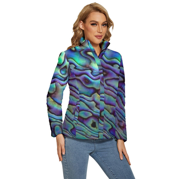 Paua Shell Design Women's Puffer Bubble Jacket Coat