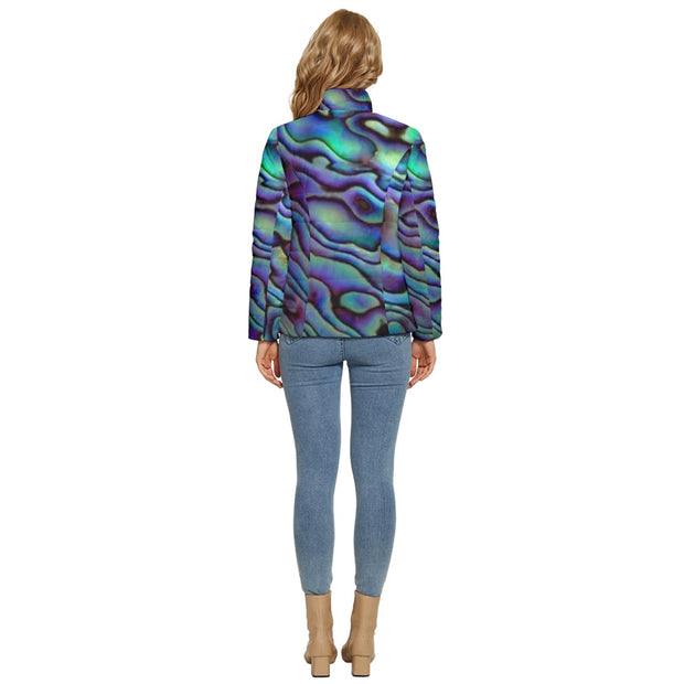 Paua Shell Design Women's Puffer Bubble Jacket Coat
