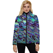 Paua Shell Design Women's Hooded Quilted Jacket