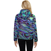 Paua Shell Design Women's Hooded Quilted Jacket