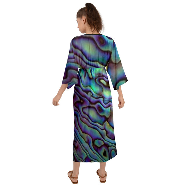 Natural Paua Shell Design Grecian Style  Maxi Dress