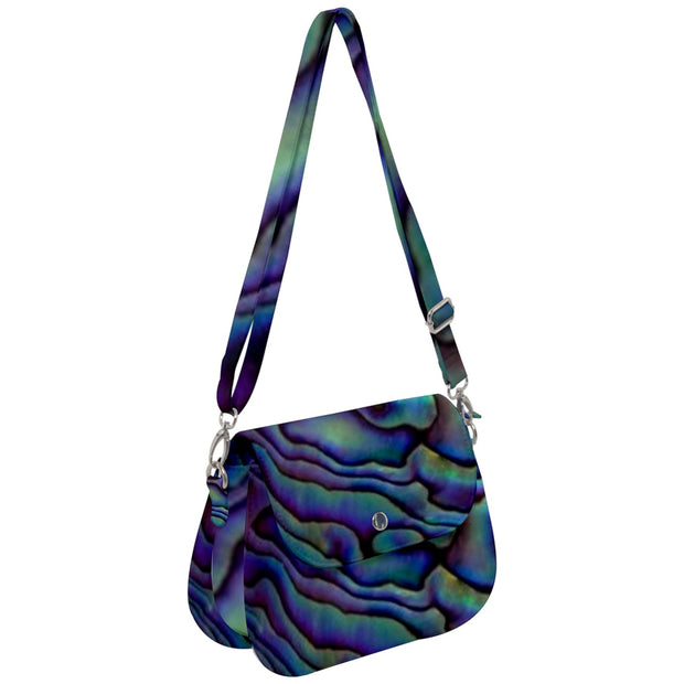 Paua Shell Design Saddle Handbag