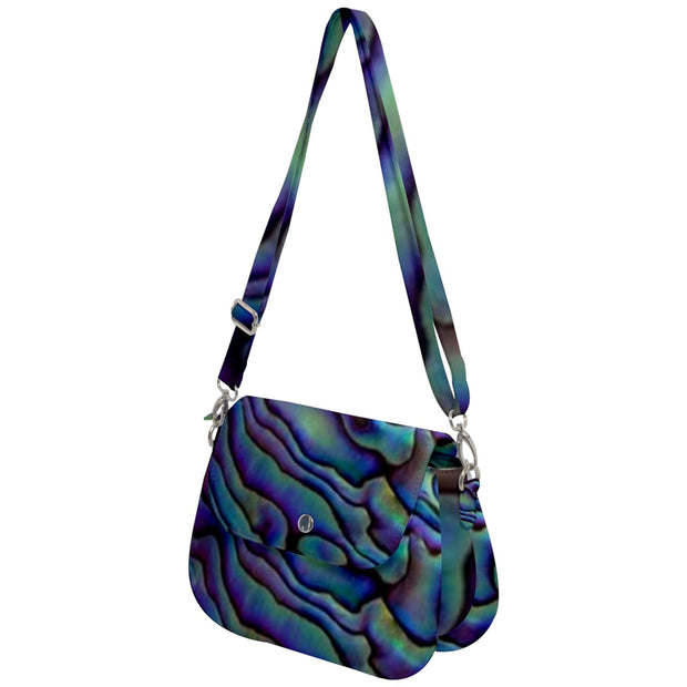 Paua Shell Design Saddle Handbag