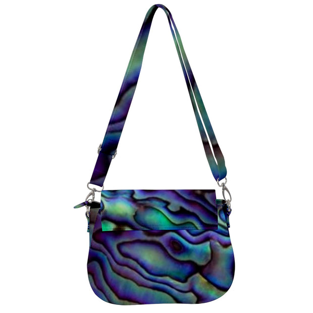 Paua Shell Design Saddle Handbag