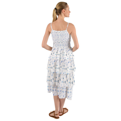 Blue Flowers and Butterflies Layered Bottom Dress