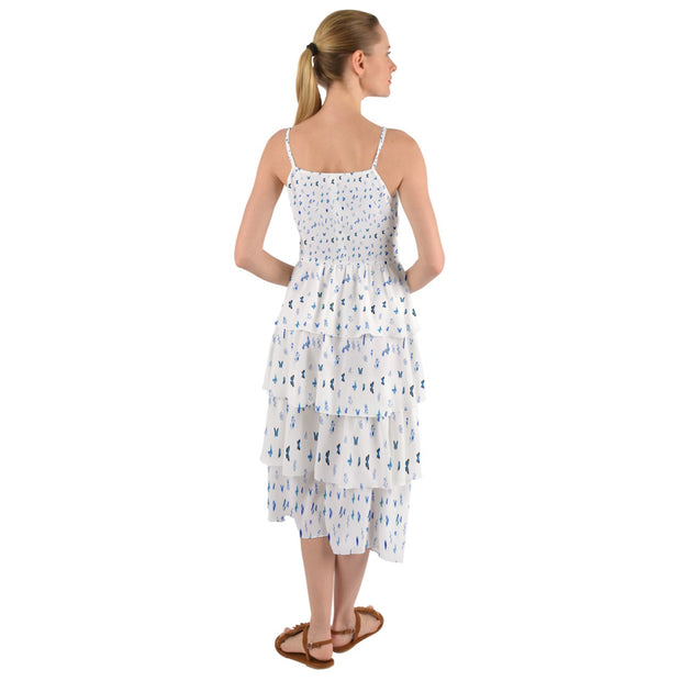 Blue Flowers and Butterflies Layered Bottom Dress