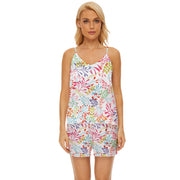 Light Tropical V-Neck Satin Pajamas Set