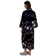 Pink Cherry Blossom At Night Maxi Satin Kimono
