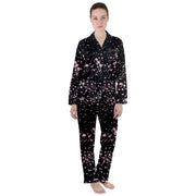 Cherry Blossom at Night Women's Long Sleeve Satin Pajamas Set