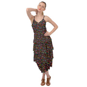 Black Tropical Layered Bottom Dress