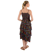 Black Tropical Layered Bottom Dress