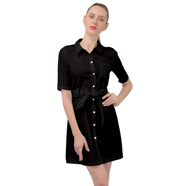 Black Belted Shirt Dress