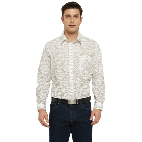 Light Beige Koru Men's Long Sleeve Pocket Shirt