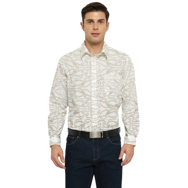 Light Beige Koru Men's Long Sleeve Pocket Shirt