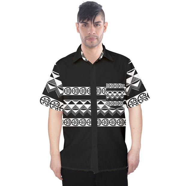 Black and White TukuTuku Men's Hawaii Shirt