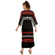 Red Black and White Koru Grecian Style  Maxi Dress