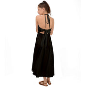 Black Halter Tie Back Dress