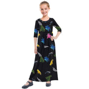 Tui Kowhai Fern Kids' Quarter Sleeve Maxi Dress